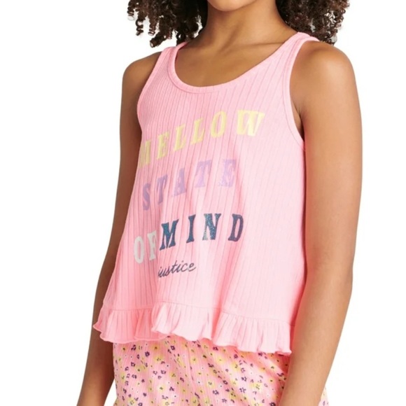 Justice Pink Pajama Set 3 pieceRuffle tank,short Pajama size 16/18 XL - Picture 12 of 13